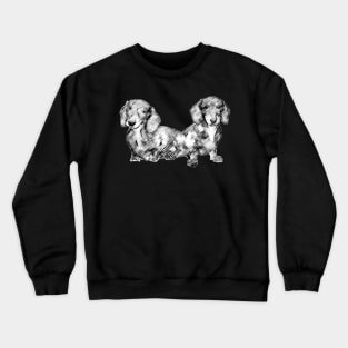 Two Dachshund Puppies Line Drawing Style Crewneck Sweatshirt